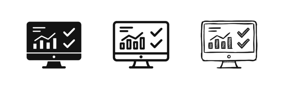 Business data analysis dashboard icons for monitoring performance and analytics