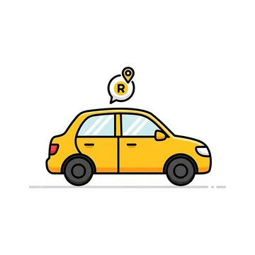 Yellow car with map marker.