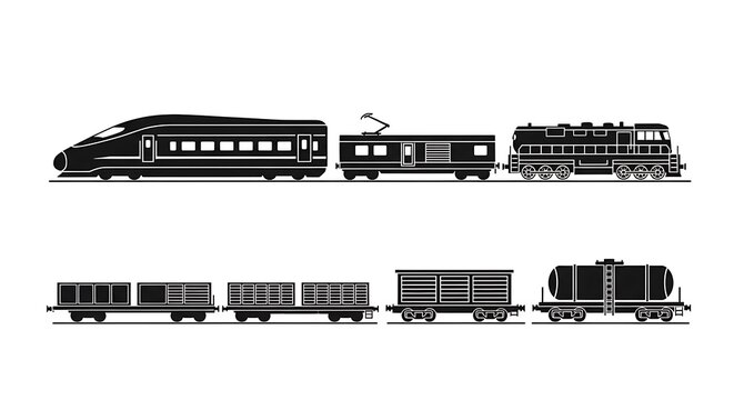 train locomotives and cars.