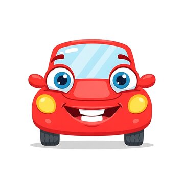 Smiling cartoon red car face.