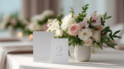 Obraz premium Wedding table numbers in photorealistic wedding decor