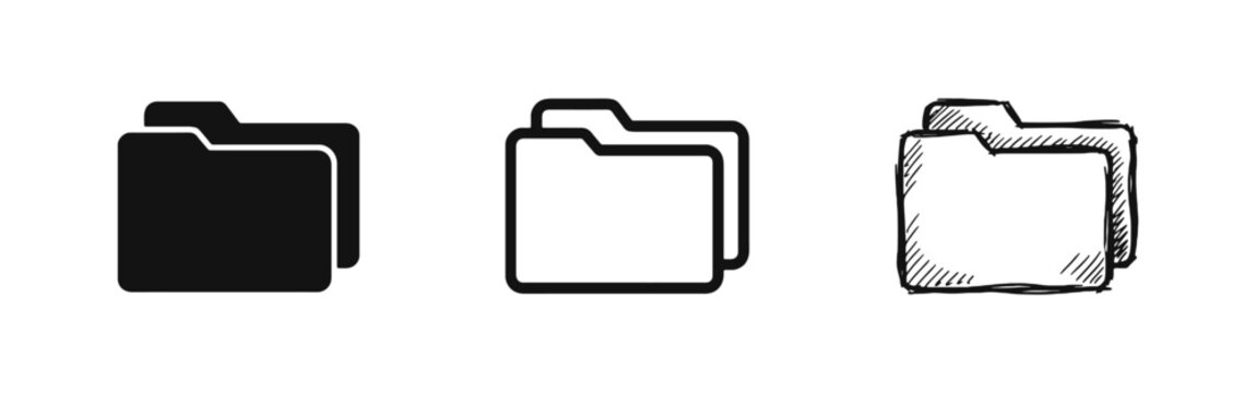 File Folder Icon Set, Document Organization and Storage Symbol