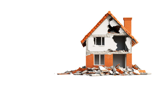 House with roof hole a residence suffers structural damage featuring a noticeable aperture in its upper covering