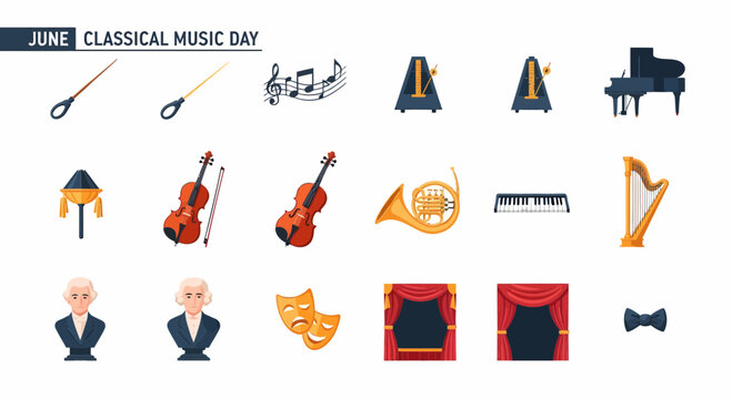 Classical Music Instruments and Symbols.