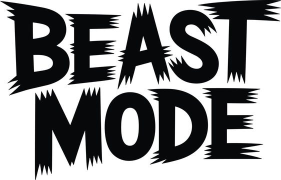 Beast Mode Text Design Aggressive Font Motivational Phrase Fitness and Sports Graphic Element