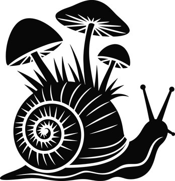 Mushroom Snail SVG - Forest Animal Cottagecore Nature Aesthetic Garden Fungi Woodland Printable Cut File, 