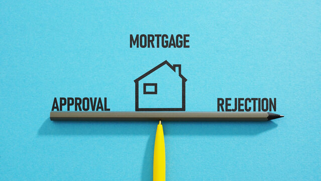 Mortgage approval or rejection concept with approved and denied documents, home loan application process, banking decision, credit check, interest rates and real estate financing risk