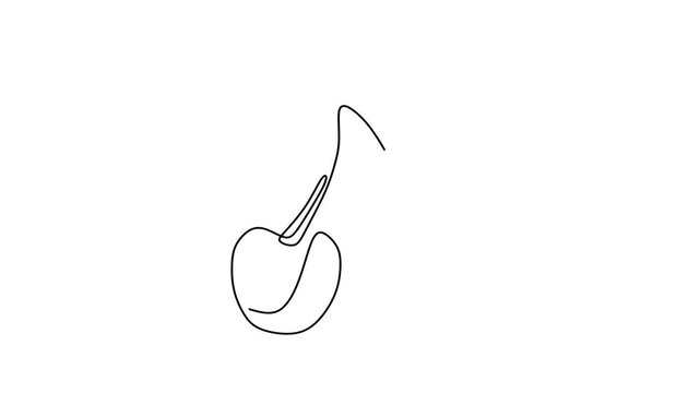 Animated self drawing of continuous line draw of  fruit cherry logo   Full length one line animation. 4K