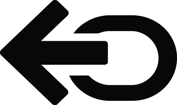 Black backward arrow with rounded head icon illustration