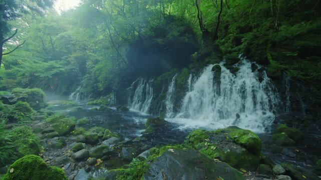 秋田県にかほ市 元滝伏流水の風景 Landscape of Mototaki underground water in Nikaho City, Akita Prefecture