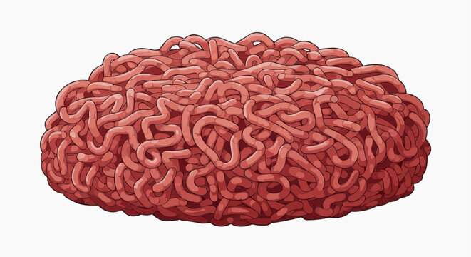 Vector illustration of a large pile of raw ground meat