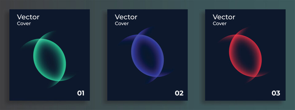 Set of vibrant color gradient round shapes. Futuristic abstract backgrounds with bright colored spheres for creative graphic design. Vector illustration.