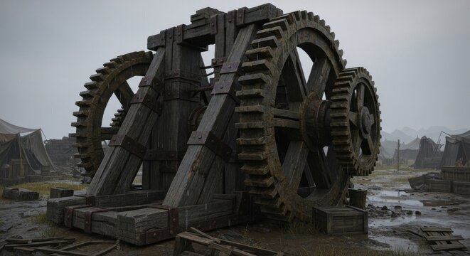 Massive Wooden Siege Engine Gears