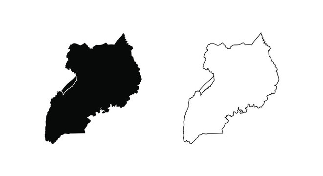 A visual representation showcases uganda s national outline in both filled black and white line art styles