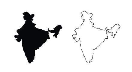 A comparison showing india s silhouette filled black and a white outline version on a white background © ArtBySalea07