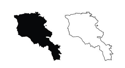 Obraz premium A stark comparison of armenia s geographical outline presented in contrasting black and white silhouettes high quality professional