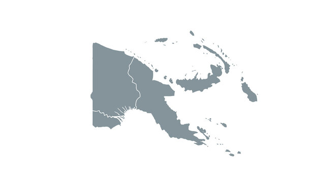 A simplified gray scale map depicts the geographical outline of papua new guinea showcasing its islands high quality