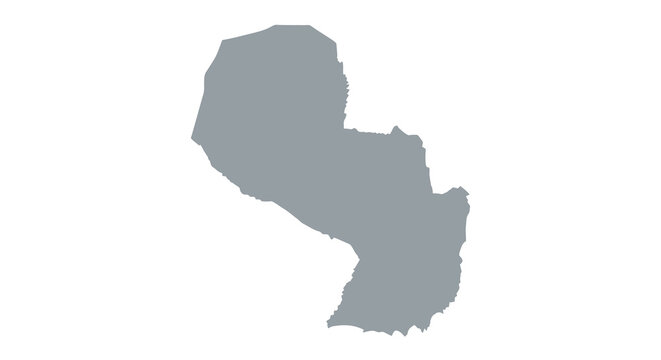A grayscale silhouette depicts the geographical outline of the south american country of paraguay high quality professional detailed