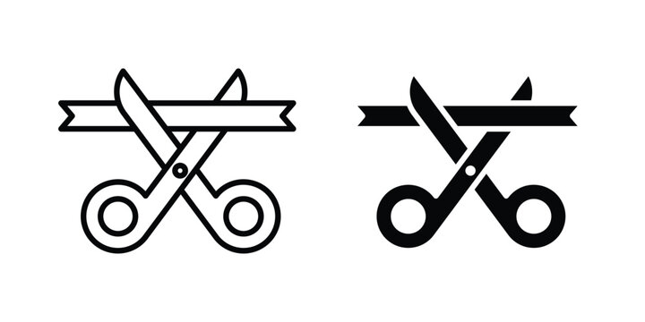 Scissors cutting ribbon icon - vector illustration eps10