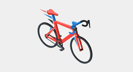 Red and blue racing bicycle with aerodynamic design. © NINDYA