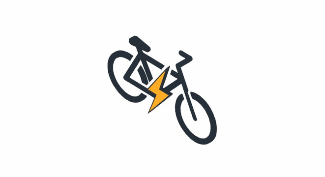 Electric Bicycle Icon with Lightning Bolt Symbol.