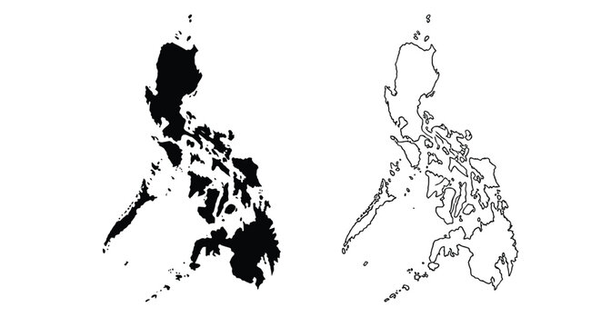 A contrasting depiction of the philippine archipelago one solid one outlined showcasing the island nation s shape