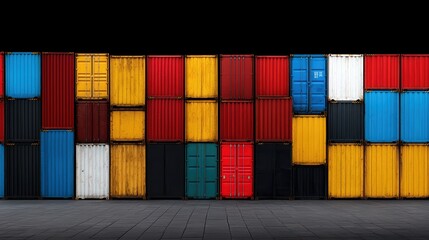 Fototapeta premium Stack of colorful containers multiple vibrant storage boxes piled high showcasing a variety of hues