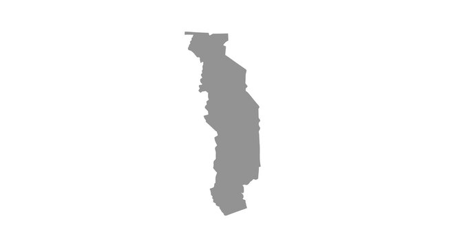 A grayscale outline depicts the elongated geographical shape of lesotho a southern african nation high quality professional detailed