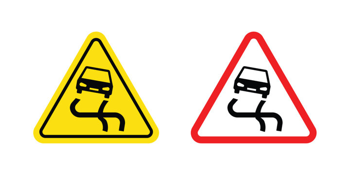 Slippery road sign - vector illustration eps10