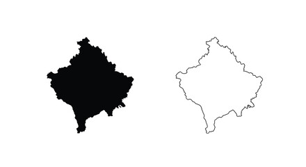 Fototapeta premium A stark depiction showcases kosovo s outline in contrasting black and white highlighting its geographical form high quality