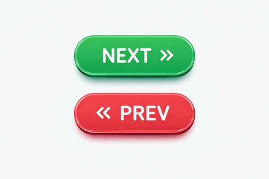 Green next button and red previous navigation buttons with arrows