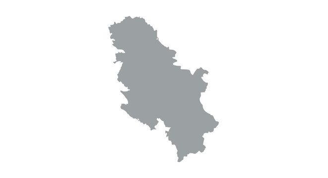 A grayscale silhouette depicts the geographical outline of kosovo showcasing its borders and landmass high quality professional detailed