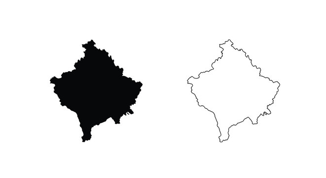 A stark depiction showcases kosovo s outline in contrasting black and white highlighting its geographical form high quality