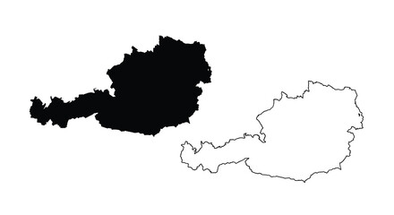 Obraz premium A contrasting depiction of austria s shape showcasing both filled and outlined geographical forms high quality professional detailed