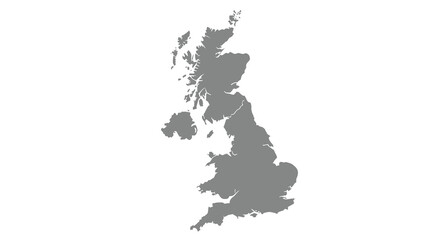 A grayscale map depicts the geographical outline of the united kingdom and surrounding islands high quality professional detailed © ArtBySalea07