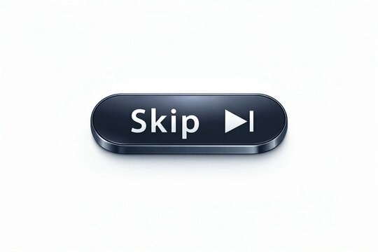 Modern skip button with play arrow icon on dark background