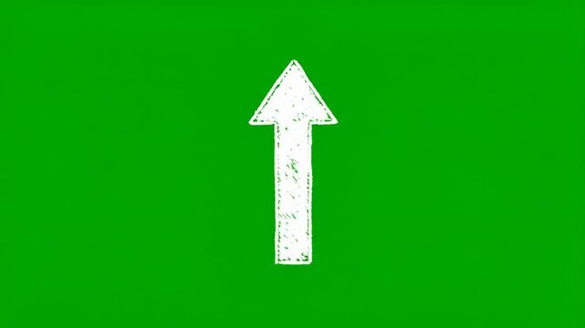 A white arrow, hand-drawn on a green background, indicating an upward direction