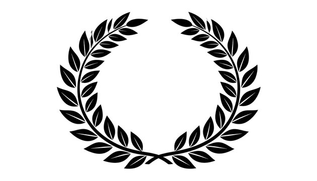 Simple black laurel wreath on white background