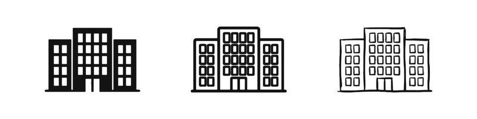 Office building and city skyscraper icon set, real estate and corporate architecture symbol © drawing lines