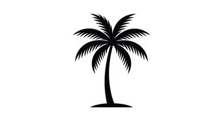 Obraz premium Simple black silhouette of a tropical palm tree on a white background