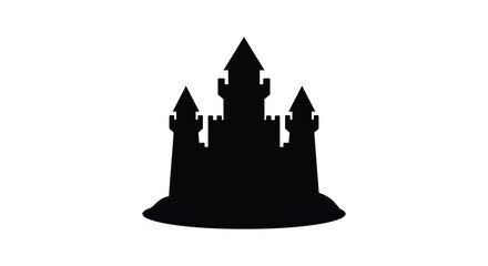 Simple black silhouette of a medieval castle with multiple towers © MSTMAJEDA
