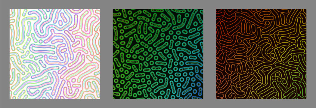 Colorful Maze Pattern Panel Collection with Abstract Reaction Diffusion and Organic Line Designs