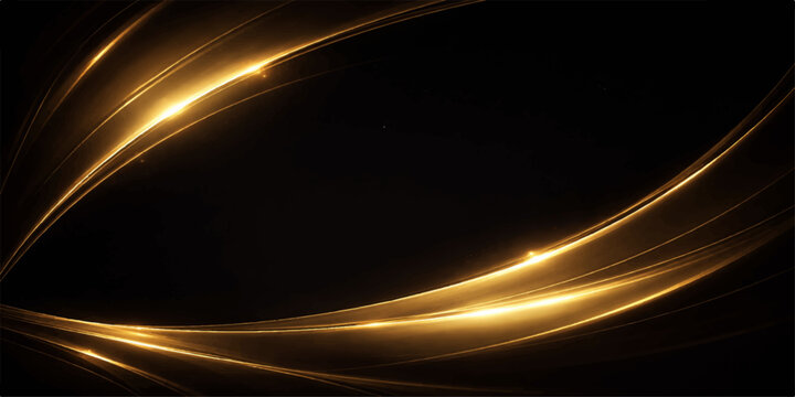 Abstract light curve background: glowing golden arcs smooth flowing lines energy motion futuristic digital design