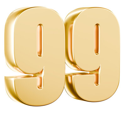 Gold 3D number 99