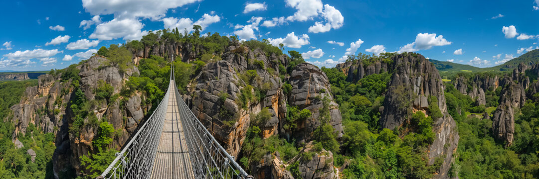 suspension bridge in Tsingy de Bemaraha National Park in Madagascar