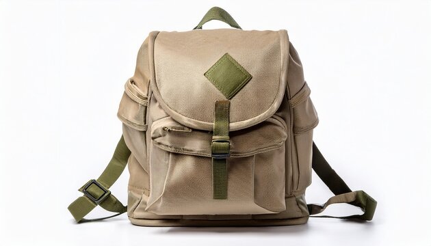 lightweight canvas backpack isolated on white background