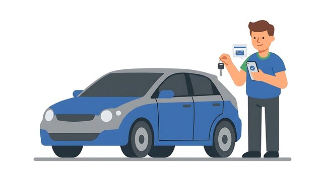 Person buying car with payment