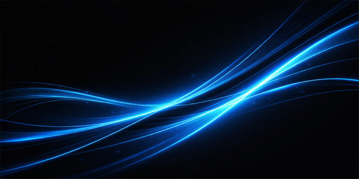 Abstract light wave background: glowing blue streak lines smooth flowing curves energy motion futuristic digital design
