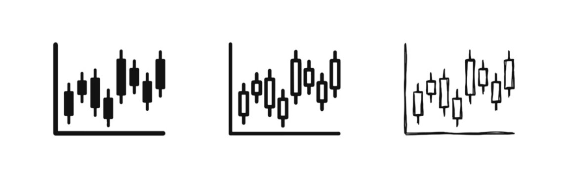 Stock Market Candlestick Chart Icon Set - Financial Trading and Market Analysis