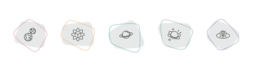 astronomy outline icon set. linear vector for ui, web and mobile. thin line earth and moon, simulator, saturn icons. © Farahim